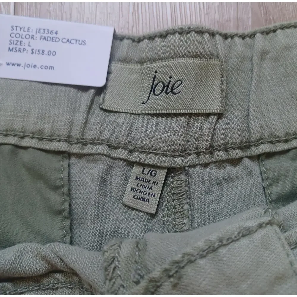Joie Faded Cactus Pleated High Rise Shorts Olive Green Washed L NWT